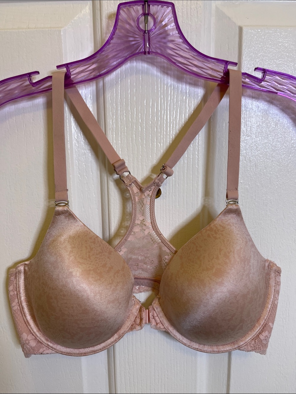 Maidenform   One Fab Fit Women's Light Pink Lace Trim Bra